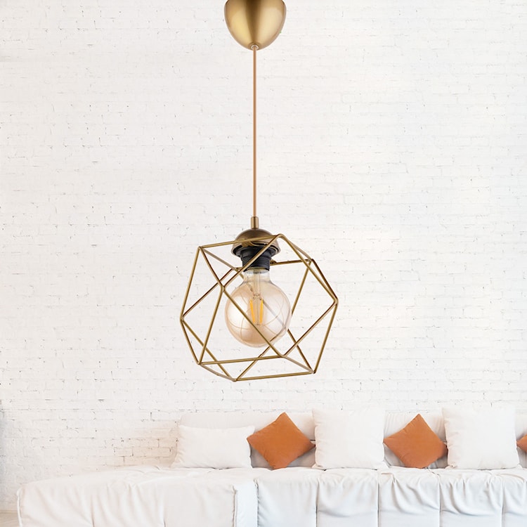 Lampa wisząca Labedly średnica 20 cm metalowy złoty klosz  - zdjęcie 2