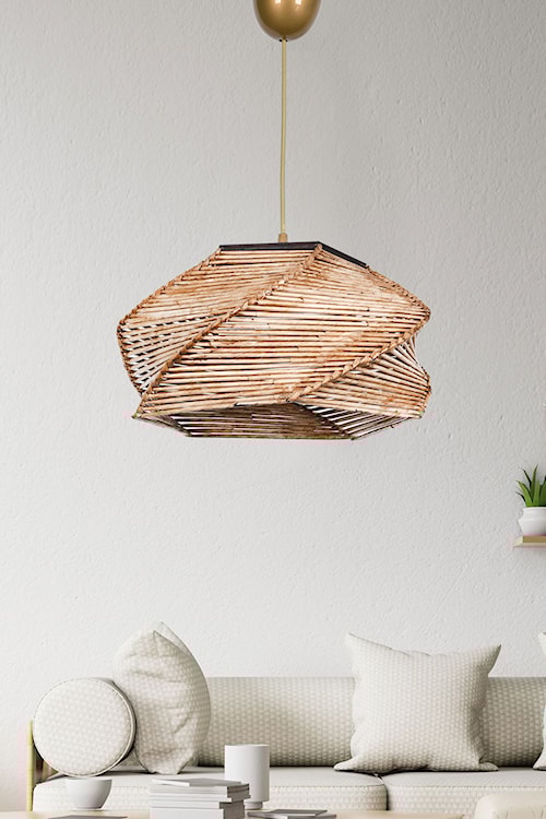 Lampa wisząca Imprelle średnica 36 cm drewniany klosz  - zdjęcie 2