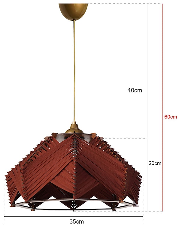 Lampa wisząca Rollija średnica 35 cm miedziana  - zdjęcie 3