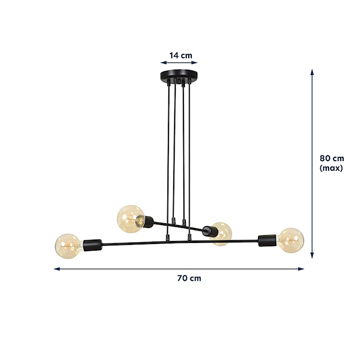 Lampa wisząca Mentona czarna x4  - zdjęcie 8