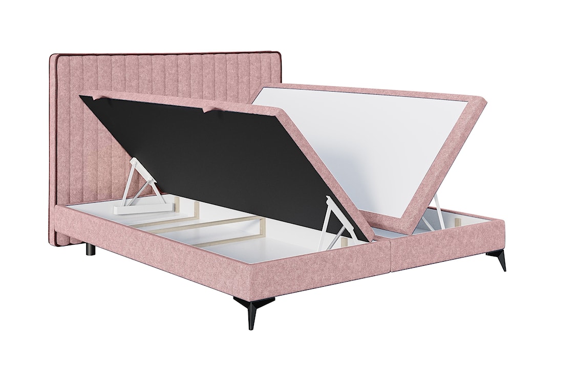 Łóżko tapicerowane 180x200 cm Fagnano z pojemnikami różowe  - zdjęcie 5