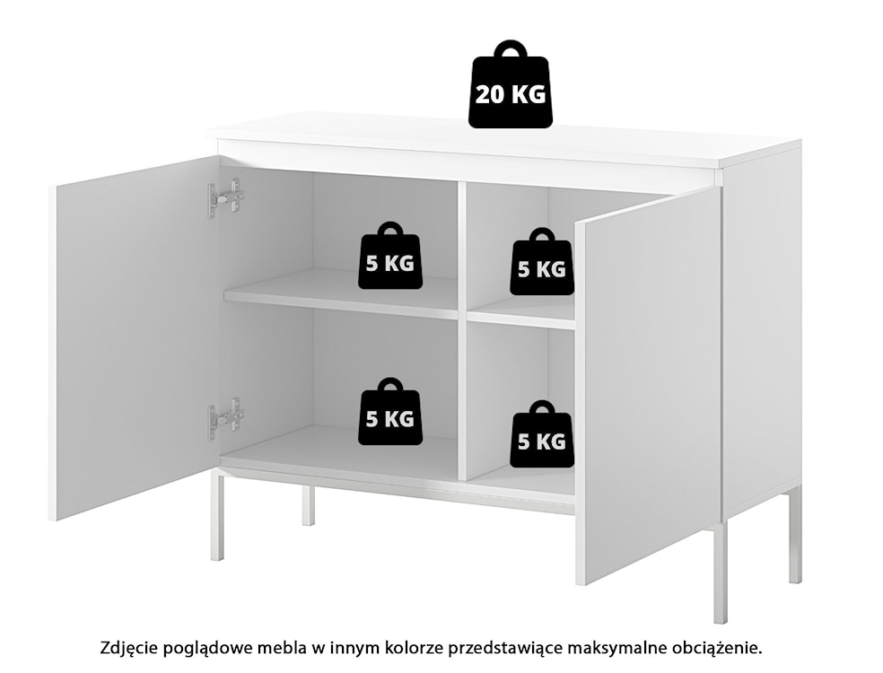 Komoda dwudrzwiowa Bemmi 100 cm czarna ze złotymi nogami  - zdjęcie 7