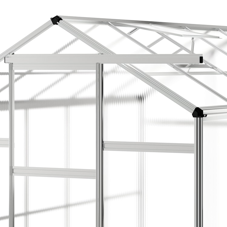 Szklarnia ogrodowa aluminiowa poliwęglanowa 5,6 m2 pięciosekcyjna z fundamentem 184x305 cm srebrna  - zdjęcie 4