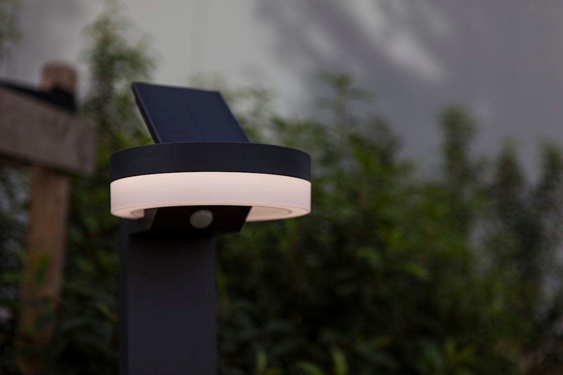Lampa ogrodowa Runda LED solarna biało-szara  - zdjęcie 3