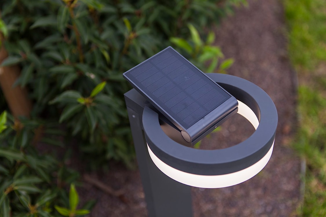 Lampa ogrodowa Runda LED solarna biało-szara  - zdjęcie 4