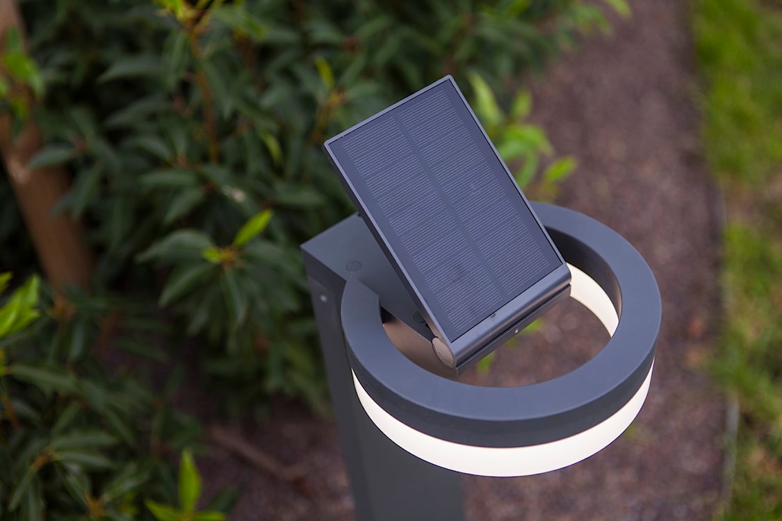 Lampa ogrodowa Runda LED solarna biało-szara  - zdjęcie 5