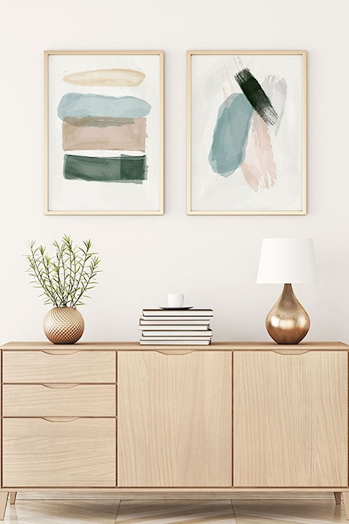 Zestaw dwóch obrazów Bodenass 40x30 cm w zimnych kolorach  - zdjęcie 2