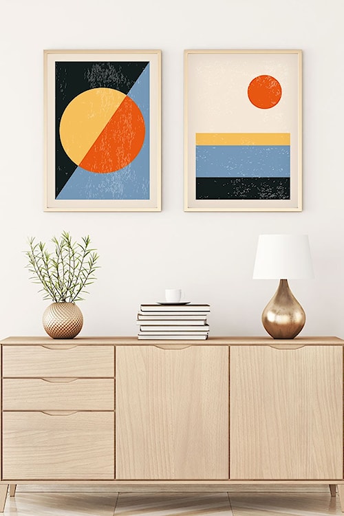 Zestaw dwóch obrazów Bodenass 40x30 cm wielokolorwa abstrakcja  - zdjęcie 2