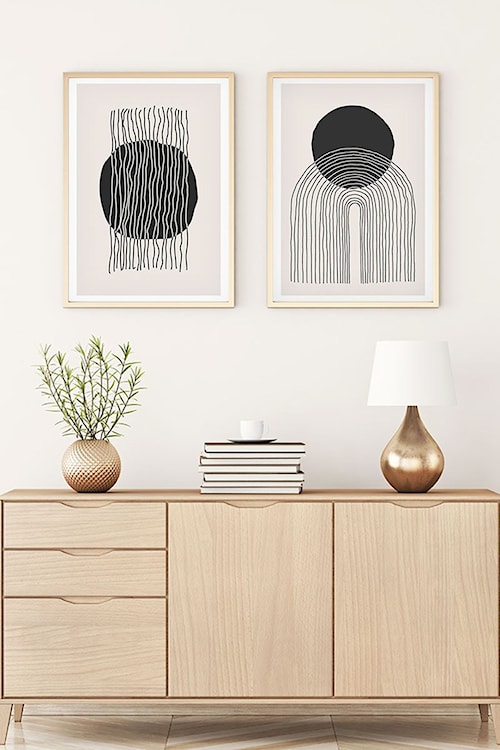 Zestaw dwóch obrazów Bodenass 50x35 cm czerń i beż  - zdjęcie 2