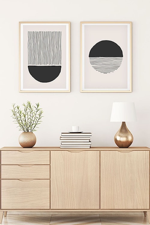 Zestaw dwóch obrazów Bodenass 40x30 cm czarne słońce  - zdjęcie 2
