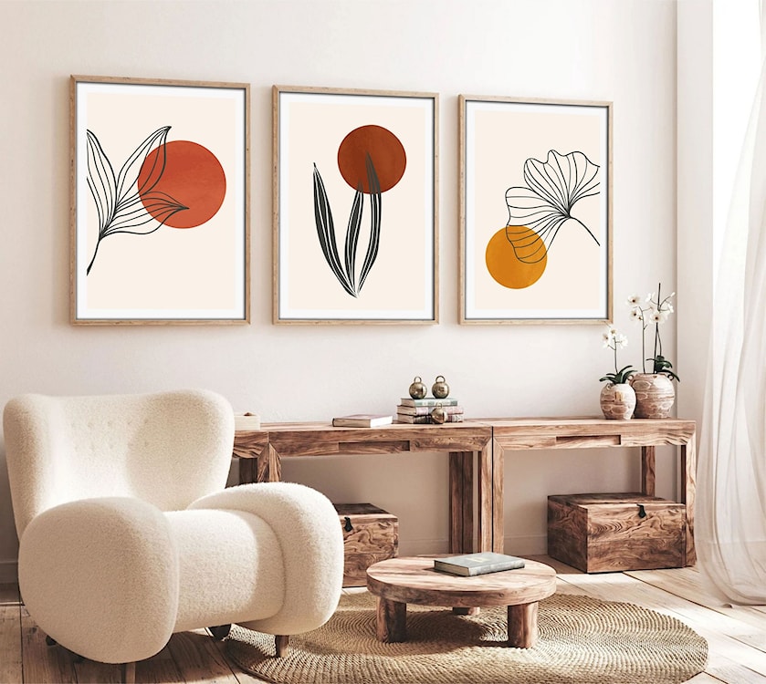 Zestaw trzech obrazów Bodenass 50x70 cm liście  - zdjęcie 4