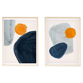 Zestaw dwóch obrazów Bodenass 40x30 cm z pomarańczowym akcentem