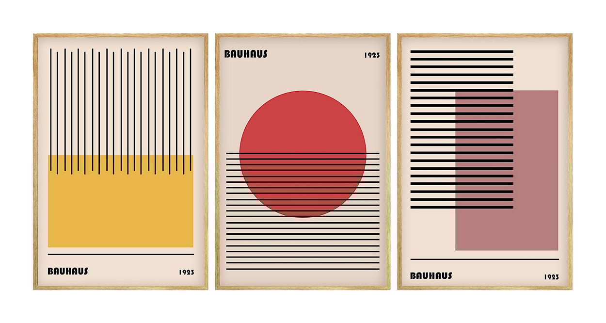 Zestaw trzech obrazów Bodenass 70x50 cm Bauhaus 