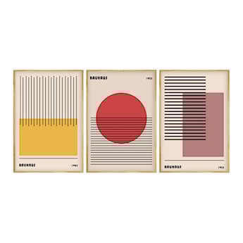 Zestaw trzech obrazów Bodenass 70x50 cm Bauhaus