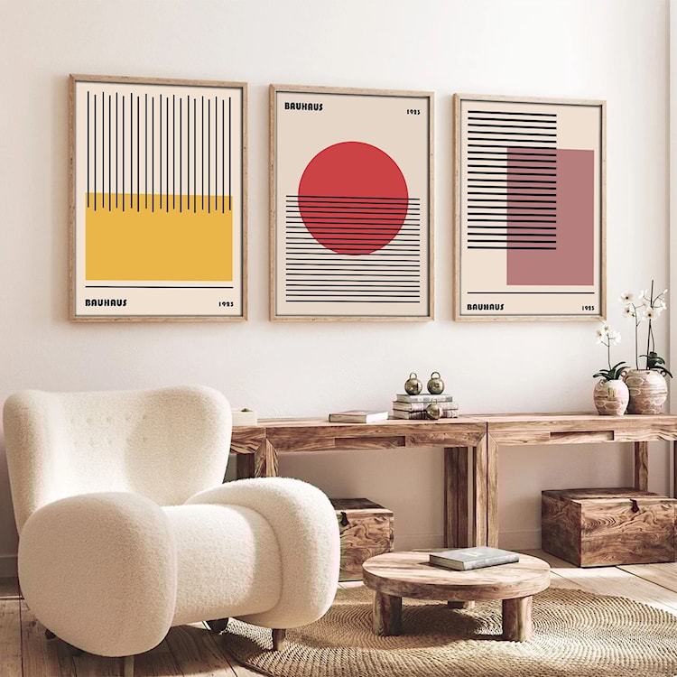 Zestaw trzech obrazów Bodenass 70x50 cm Bauhaus  - zdjęcie 2