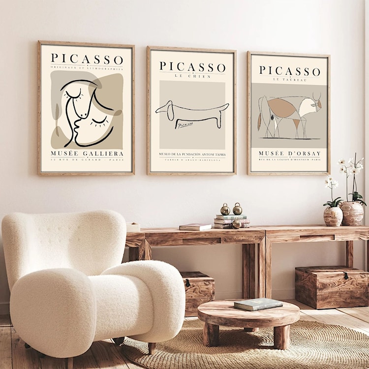 Zestaw trzech plakatów Minomoli 70x50 cm beżowe  - zdjęcie 3