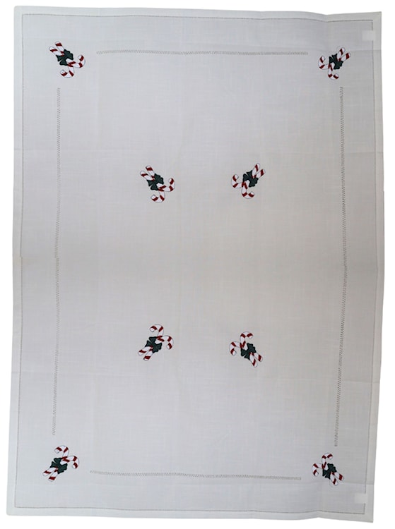 Obrus świąteczny Sidolle 180x140 cm biały z kolorowymi laskami