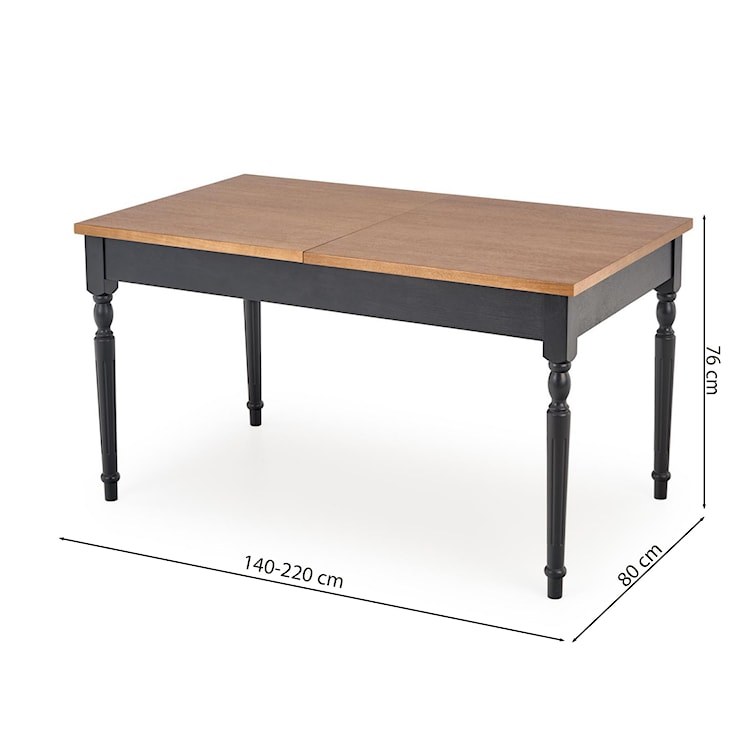 Stół rozkładany Masoury 140-220x80 cm dąb ciemny/czarny  - zdjęcie 8