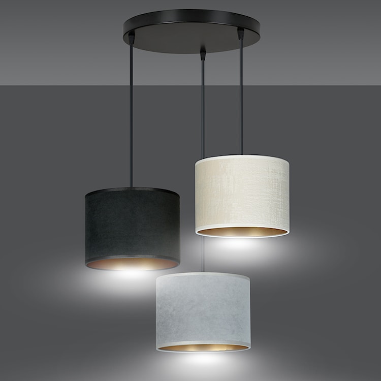 Lampa wisząca Hellid x3 asymetryczna średnica 50 cm czarna/biała/szara  - zdjęcie 5