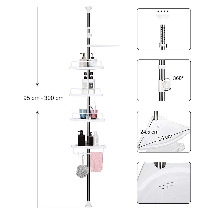Półka prysznicowa Valat narożna biała  - zdjęcie 5