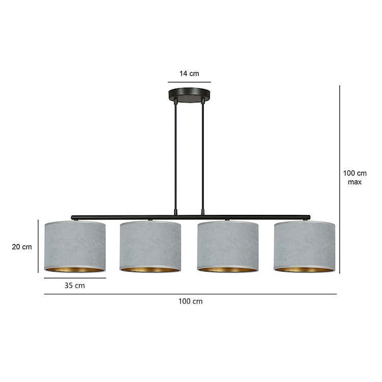 Lampa wisząca Hellid x4 97 cm szara  - zdjęcie 7