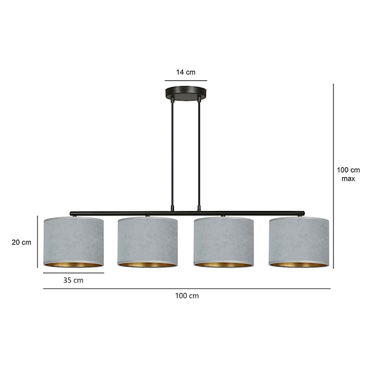 Lampa wisząca Hellid x4 97 cm szara  - zdjęcie 7