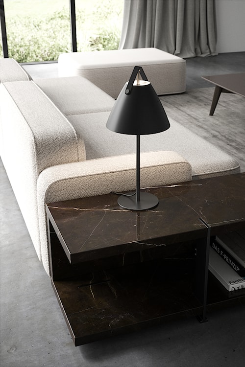 Lampa stołowa Strap czarna ze skórzanym paskiem  - zdjęcie 2