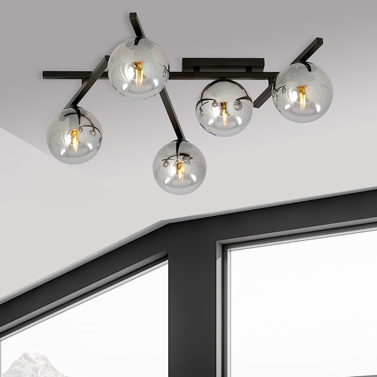 Lampa sufitowa Mohants x5 czarno-grafitowa  - zdjęcie 3