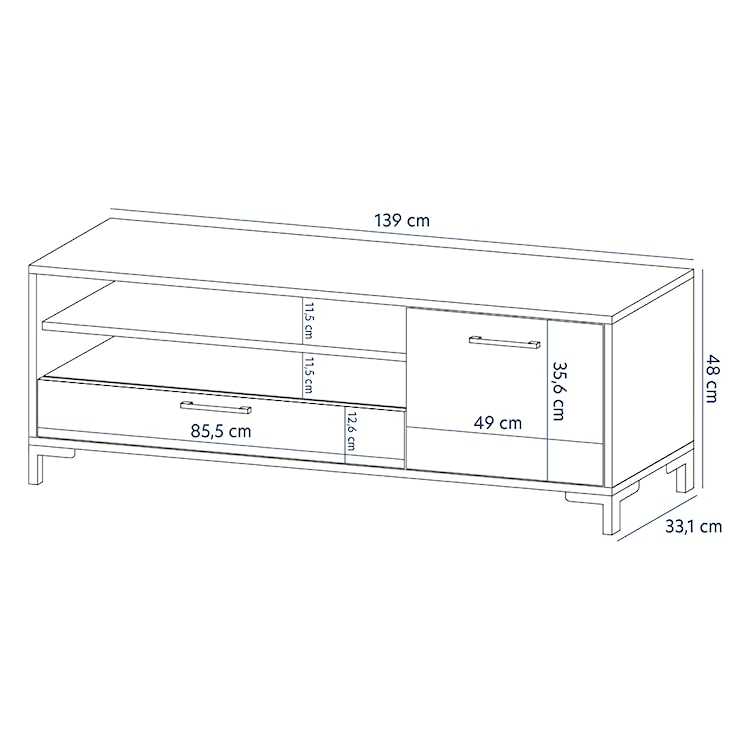 Szafka RTV Cascate 139 cm dąb lancaster / szary mat  - zdjęcie 6