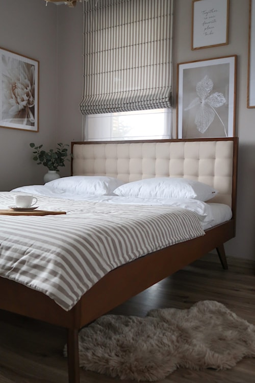 Łóżko Viggo orzech z beżowym zagłówkiem  - zdjęcie 2