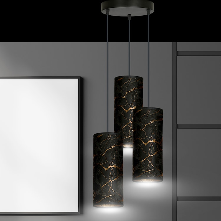 Lampa wisząca Karrla x3 asymetryczna średnica 35 cm czarny marmur  - zdjęcie 3