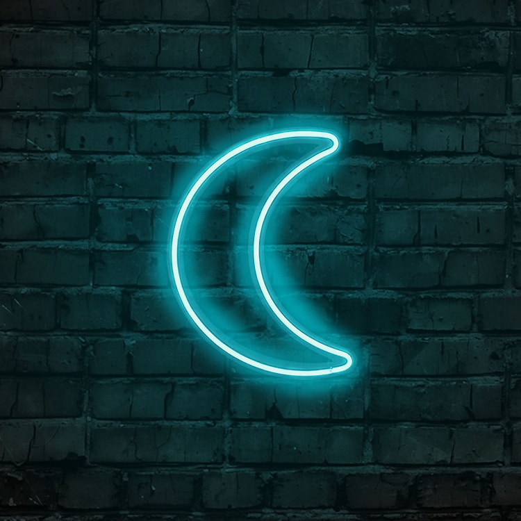 Neon na ścianę Letely w kształcie księżyca niebieski  - zdjęcie 2