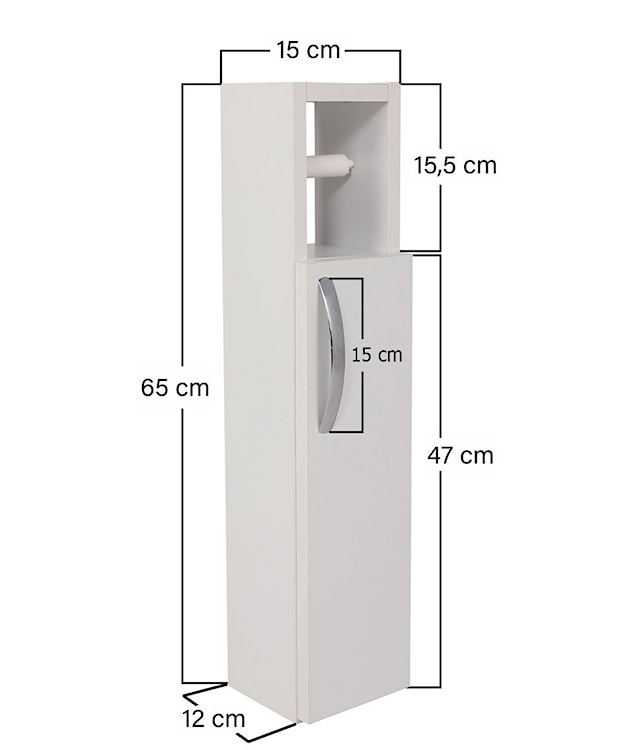 Szafka łazienkowa Storve ze stojakiem na papier biały  - zdjęcie 10