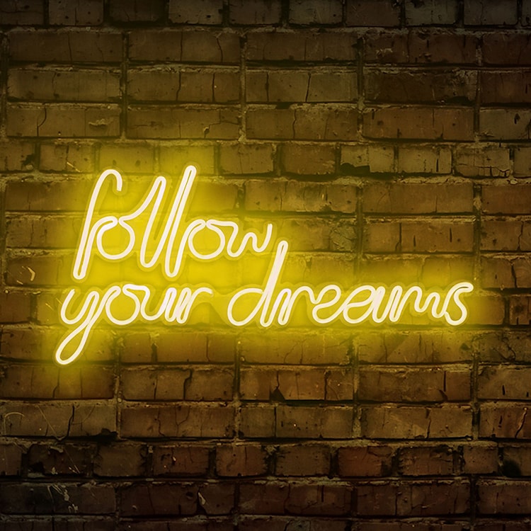 Neon na ścianę Letely z napisem Follow Your Dreams żółty  - zdjęcie 2