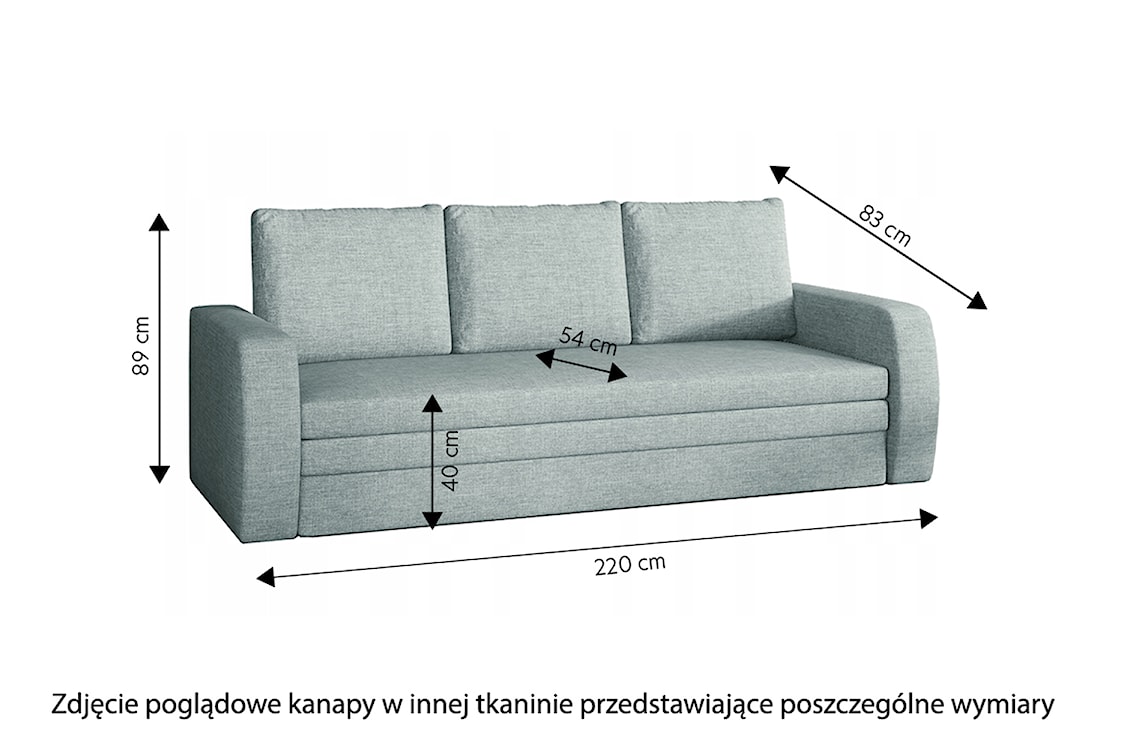 Kanapa rozkładana trzyosobowa Baksemy z pojemnikiem beżowa plecionka  - zdjęcie 6