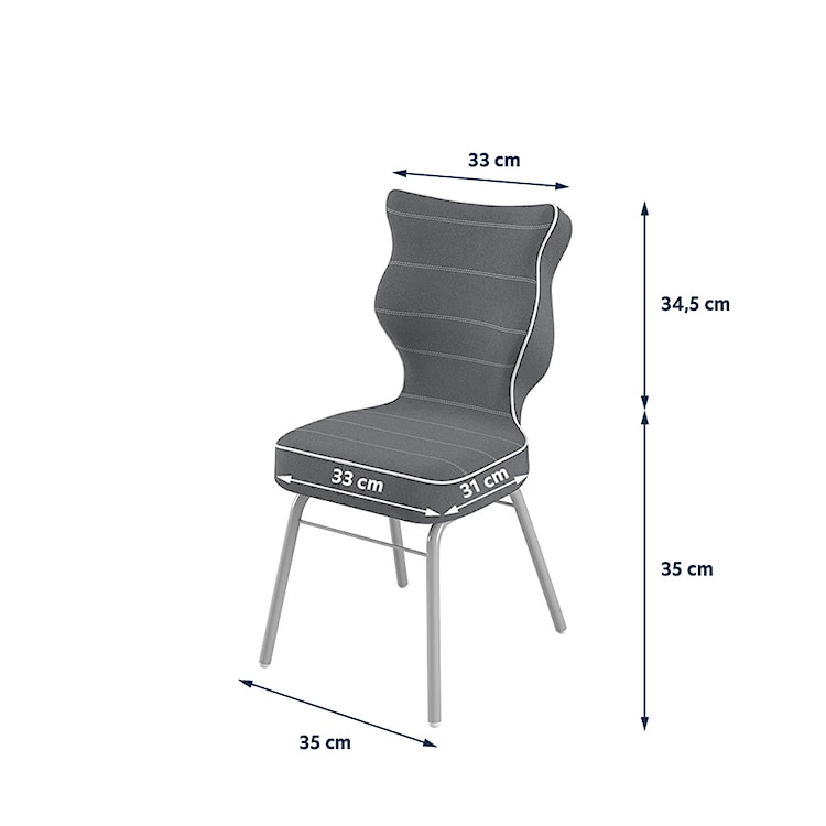 Krzesło biurowe Solo szare w tkaninie trudnopalnej rozmiar 3  - zdjęcie 4