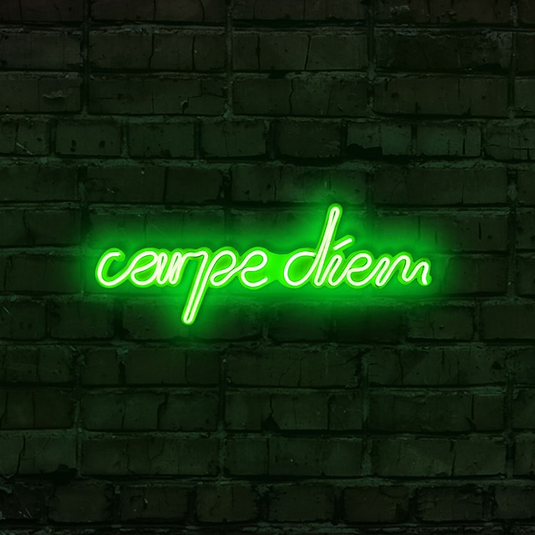Neon na ścianę Letely z napisem Carpe Diem zielony  - zdjęcie 2
