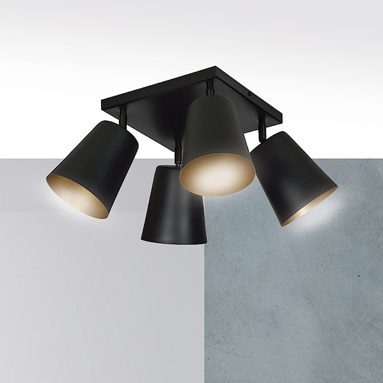 Lampa sufitowa Lanciano czarna ze złotym wnętrzem x4  - zdjęcie 5