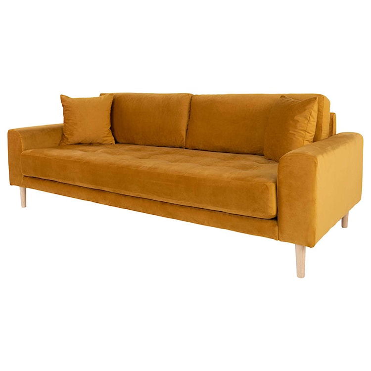 Sofa trzyosobowa Dagmarri 210 cm musztardowy welur 