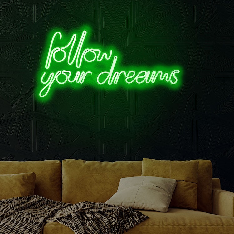 Neon na ścianę Letely z napisem Follow Your Dreams zielony  - zdjęcie 3