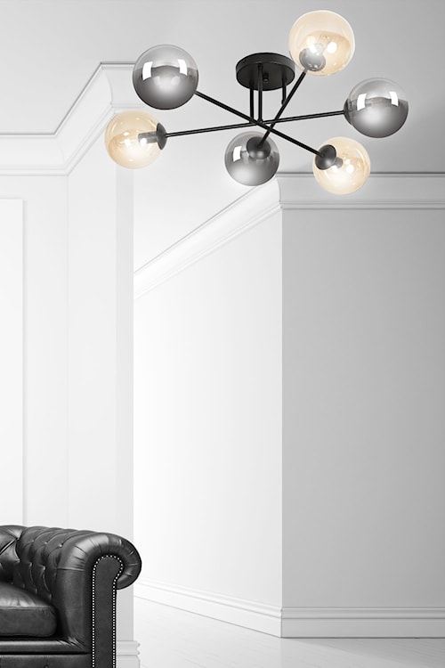 Lampa sufitowa Minturno czarno-miodowa x6  - zdjęcie 3