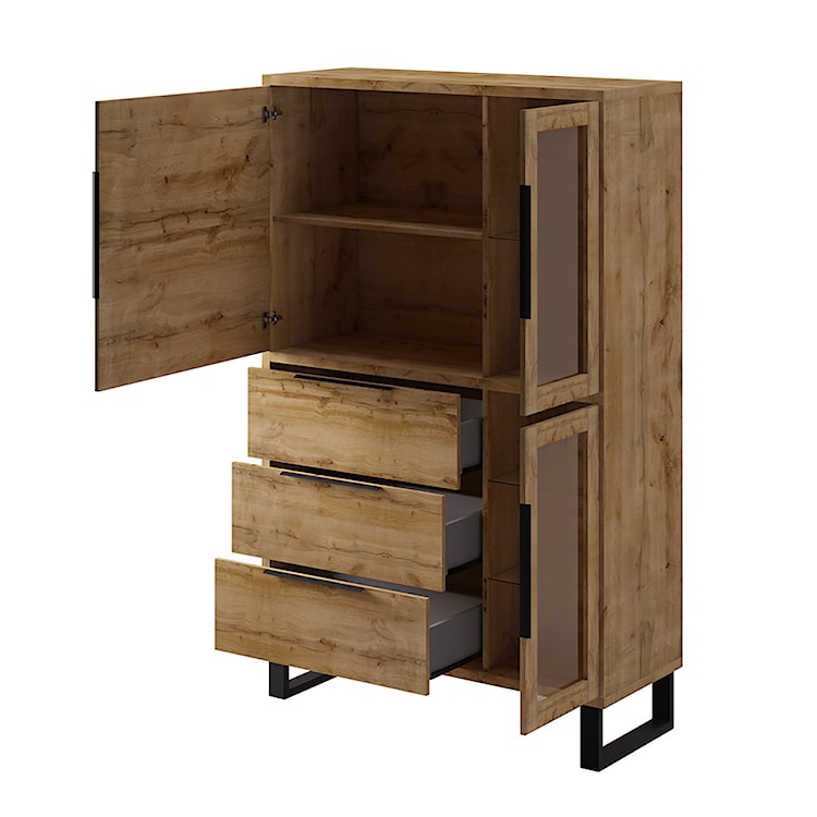 Barek Feliks trzydrzwiowy z trzema szufladami Dąb wotan  - zdjęcie 3