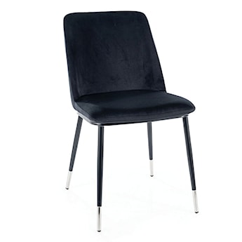 Krzesło tapicerowane Sionior czarny velvet/ chromowane detale