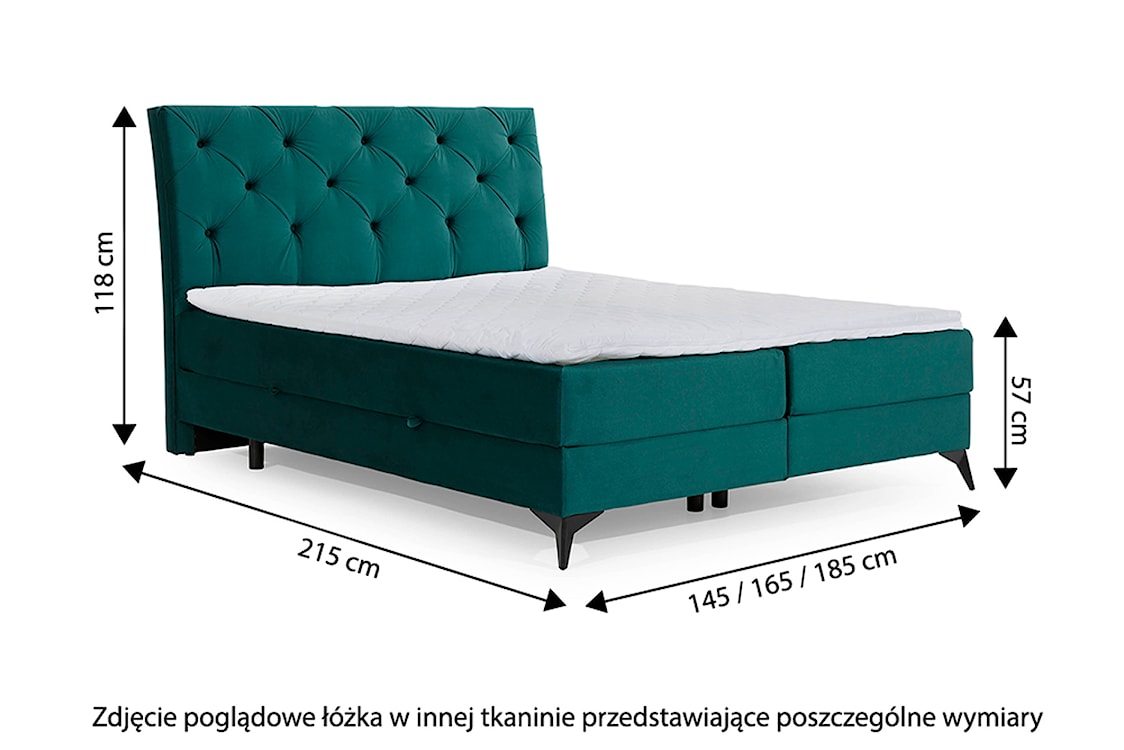 Łóżko kontynentalne Tessino 160x200 cm z pojemnikiem kremowe ekoskóra  - zdjęcie 5