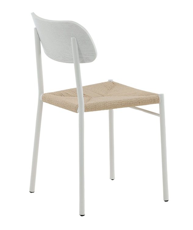Krzesło drewniane Blimment plecione siedzisko beżowo/białe  - zdjęcie 5