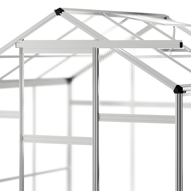 Szklarnia ogrodowa aluminiowa poliwęglanowa 3,4 m2 trzysekcyjna z fundamentem 184x185 cm srebrna  - zdjęcie 4