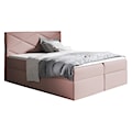 Łóżko kontynentalne Galbena 120x200 z dwoma pojemnikami, materacem i topperem różowe hydrofobowe