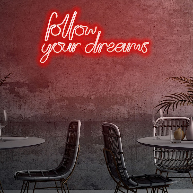 Neon na ścianę Letely z napisem Follow Your Dreams czerwony  - zdjęcie 5