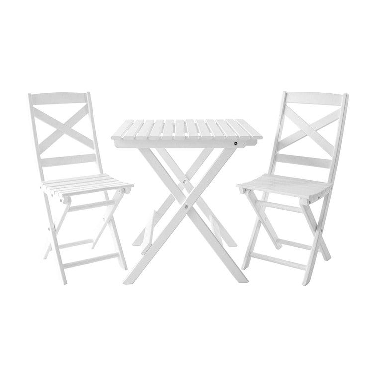 Zestaw balkonowy Bonnert drewno sosnowe stół z dwoma krzesłami biały