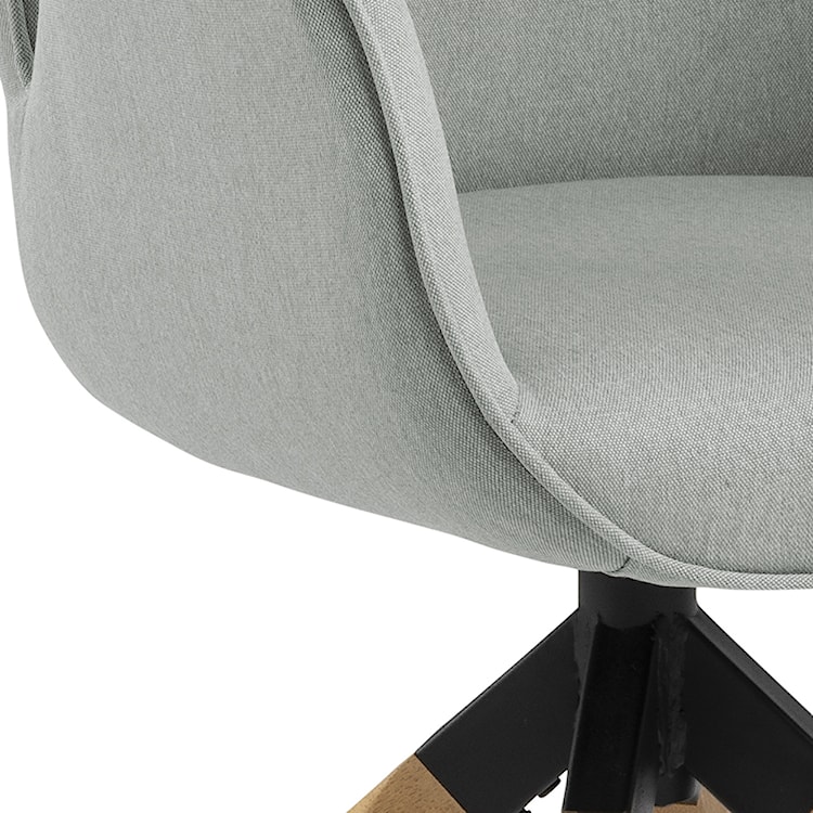Krzesło tapicerowane z podłokietnikami Lorea z funkcją auto-return jasnoszare na dębowych nóżkach  - zdjęcie 7